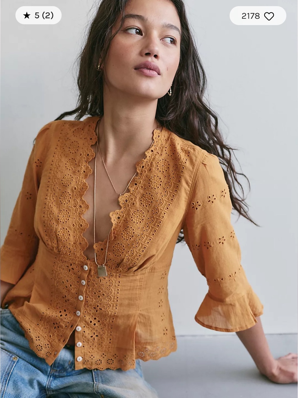 Free People Salone Eyelet Top - in bronzer
